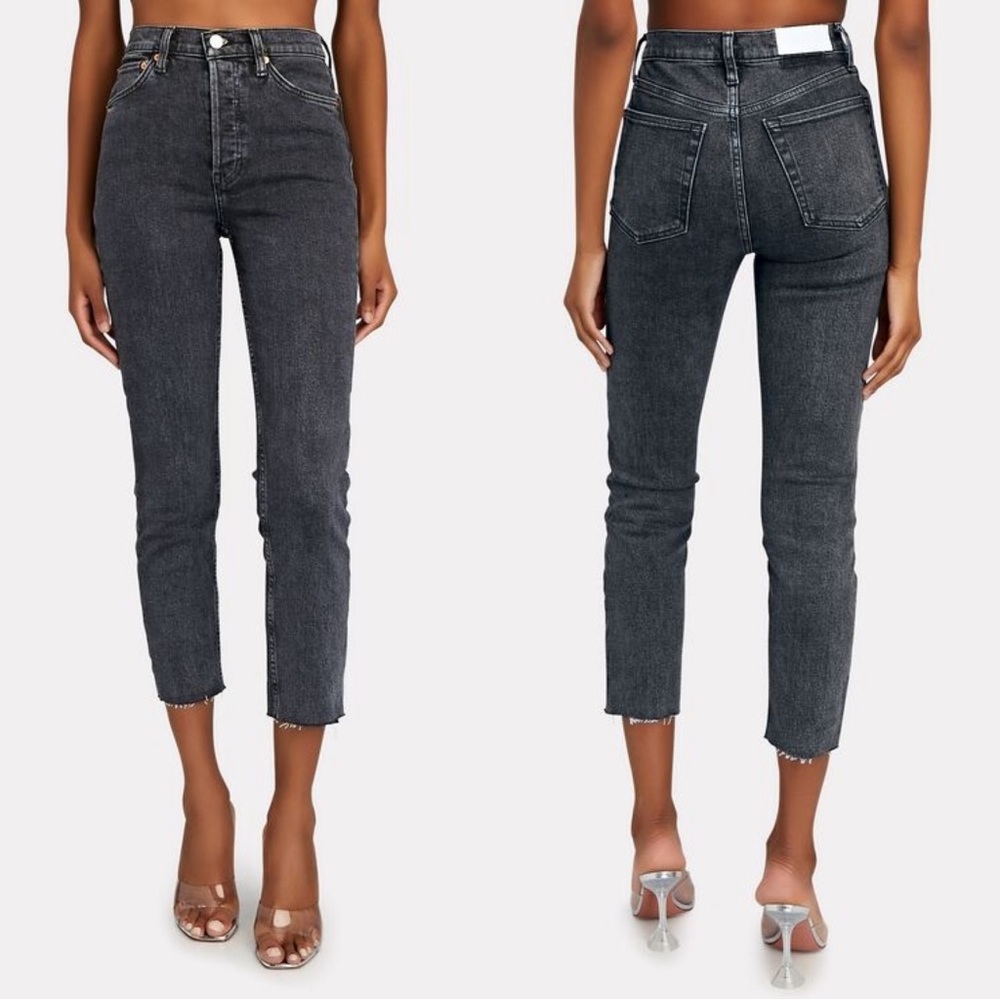 Re/Done 90s High-Rise Ankle Crop Jeans Size 26 NWT Black